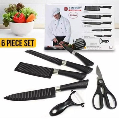 🔪 6-Piece Mini Kitchen Knife Set – Wrinkle Black  (P-1892)