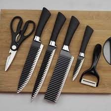 🔪 6-Piece Mini Kitchen Knife Set – Wrinkle Black  (P-1892)