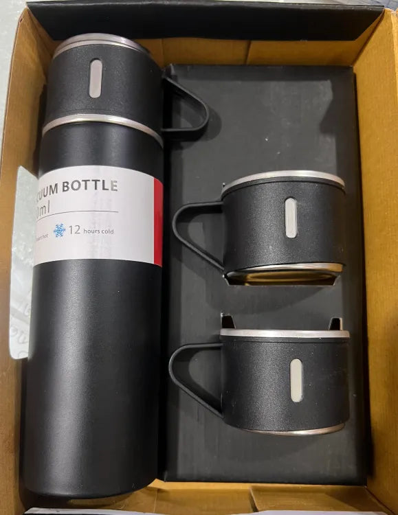 প্রিমিয়াম স্টেইনলেস স্টিল ভ্যাকুয়াম ফ্লাস্ক – সঙ্গে থাকছে ৩টি কাপ